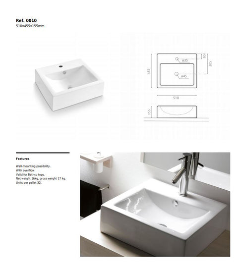 Bathco Bolonia Porcelain Counter Top Basin