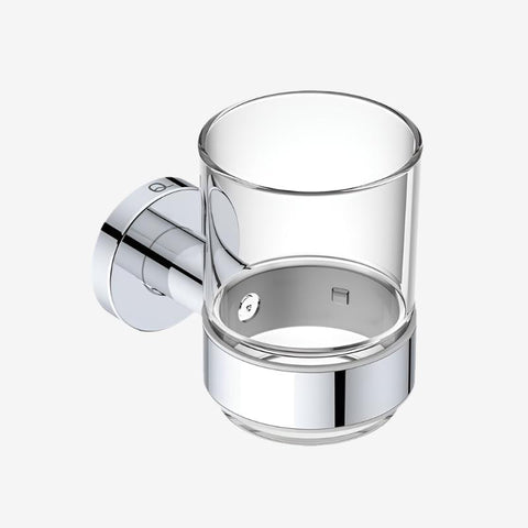 Liquid Red 2332 Lavish Glass Tumbler + Holder - Chrome