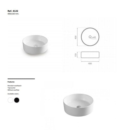 Bathco Dinan Round Porcelain Counter Top Basin