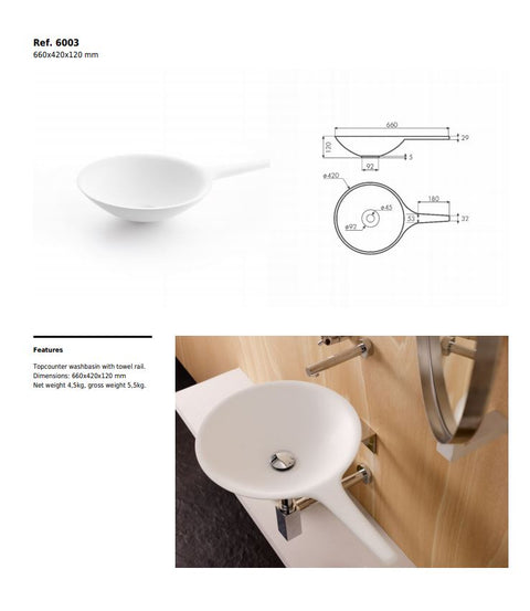 Bathco Saja basin & Recto, chrome frame support