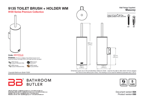 Bathroom Butler 9100 Toilet Brush Holder