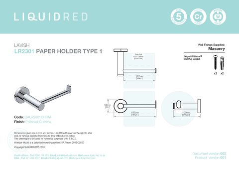 Liquid Red 2301 Lavish Paper Holder Type1 - Chrome