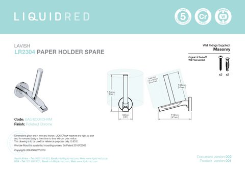 Liquid Red 2304 Lavish Spare Paper Holder - Chrome