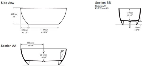 Victoria + Albert Barcelona 3 Bath - no overflow