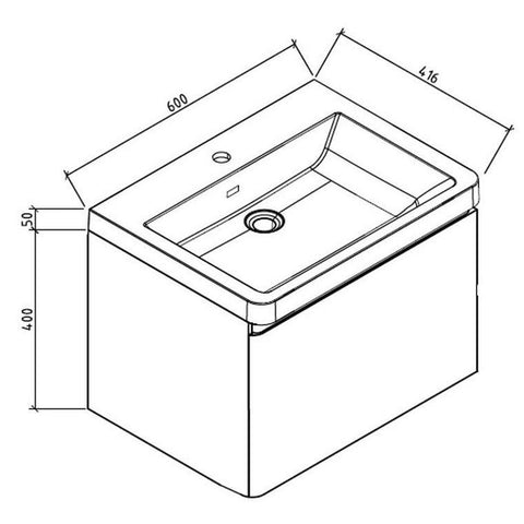 Clearcube milan 600 single drawer cabinet 600x420x400 plus basin