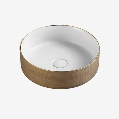 Gio Sianna Gold & White Round Countertop Basin