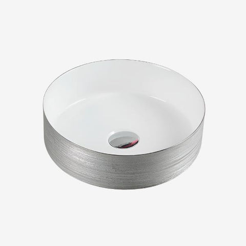 Gio Sianna Silver & White Round Countertop Basin