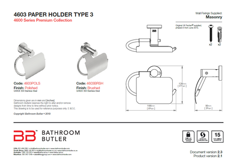 Bathroom Butler 4600 Paper Holder Type II + Flap