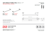 Bathroom Butler 4600 Matt Black Single Towel Rail 430mm