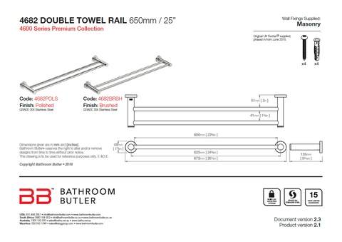 Bathroom Butler 4600 Double Rail - 650