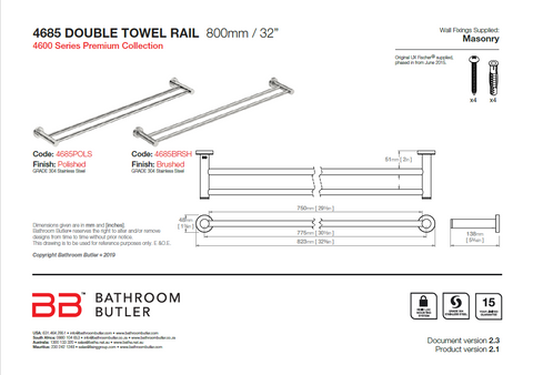 Bathroom Butler 4600 Double Rail - 800