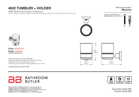 Bathroom Butler 4800 Tumbler + Holder