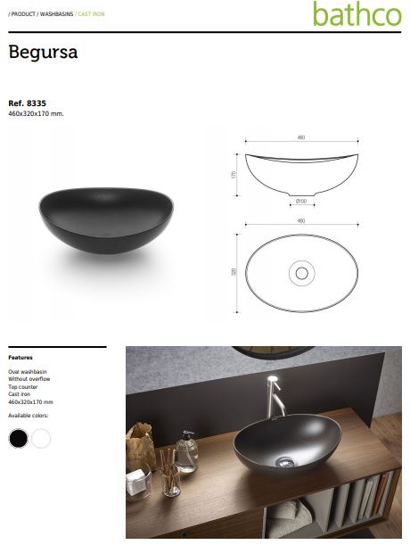 Bathco Begursa Cast iron oval basin