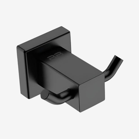 Bathroom Butler Matt Black Robe Hook - Double