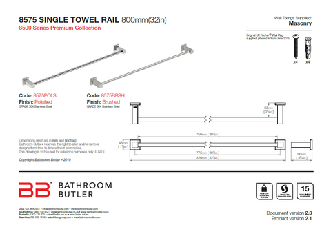 Bathroom Butler 8500 Single Rail - 800