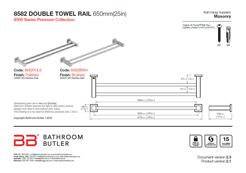 Bathroom Butler 8500 Double Rail - 650