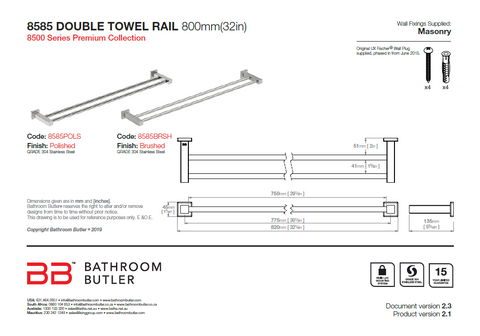 Bathroom Butler 8500 Double Rail - 800