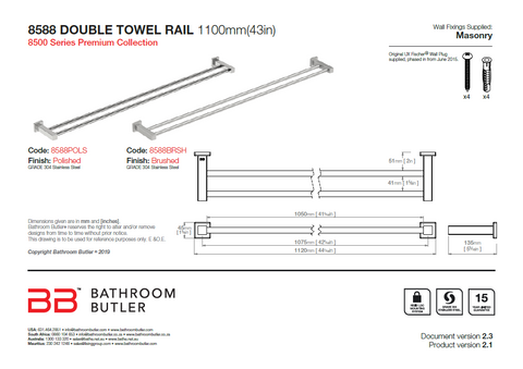 Bathroom Butler 8500 Double Rail - 1100