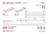 Bathroom Butler Towel Shelf and Hang Bar 650mm