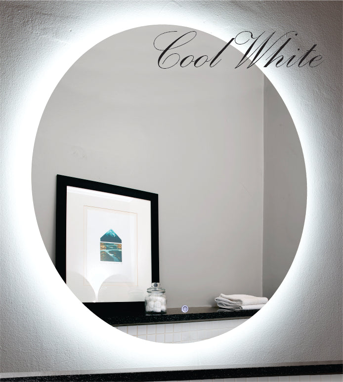 Gio Round LED Mirrors 90cm - 3in1 Natural, Warm or Cool White light.