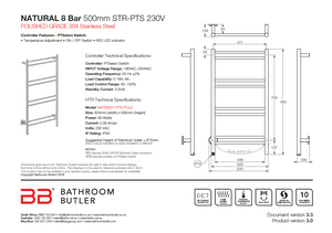 Bathroom Butler Natural 8 Bar SPS Straight PTS