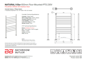 Bathroom Butler Natural FM 9 Bar WPS Floor-Mounted PTS